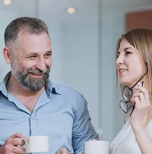 two people talking