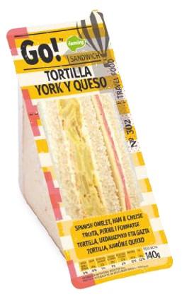 Ñaming go! sandwich tortilla york y queso