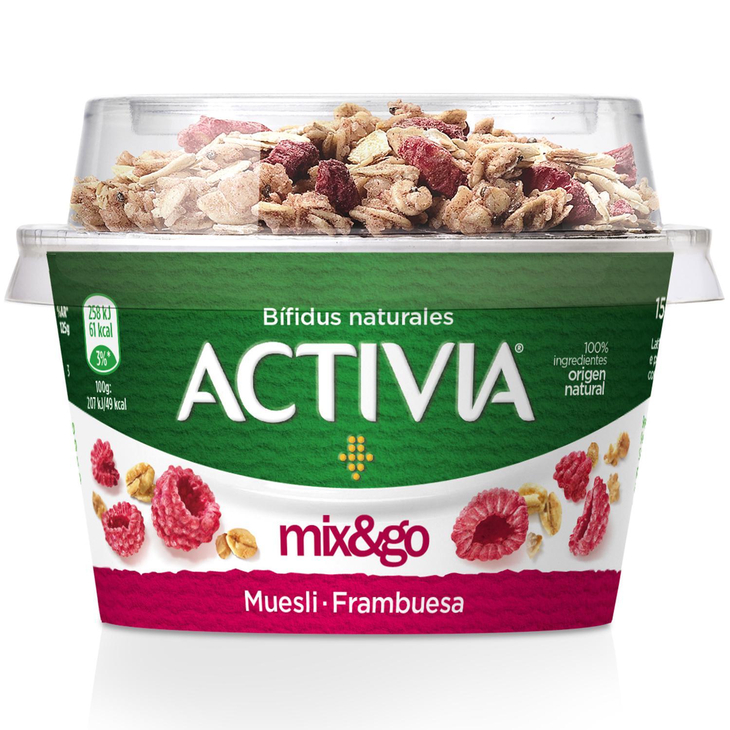 Activia mix&go muesli y frambuesas