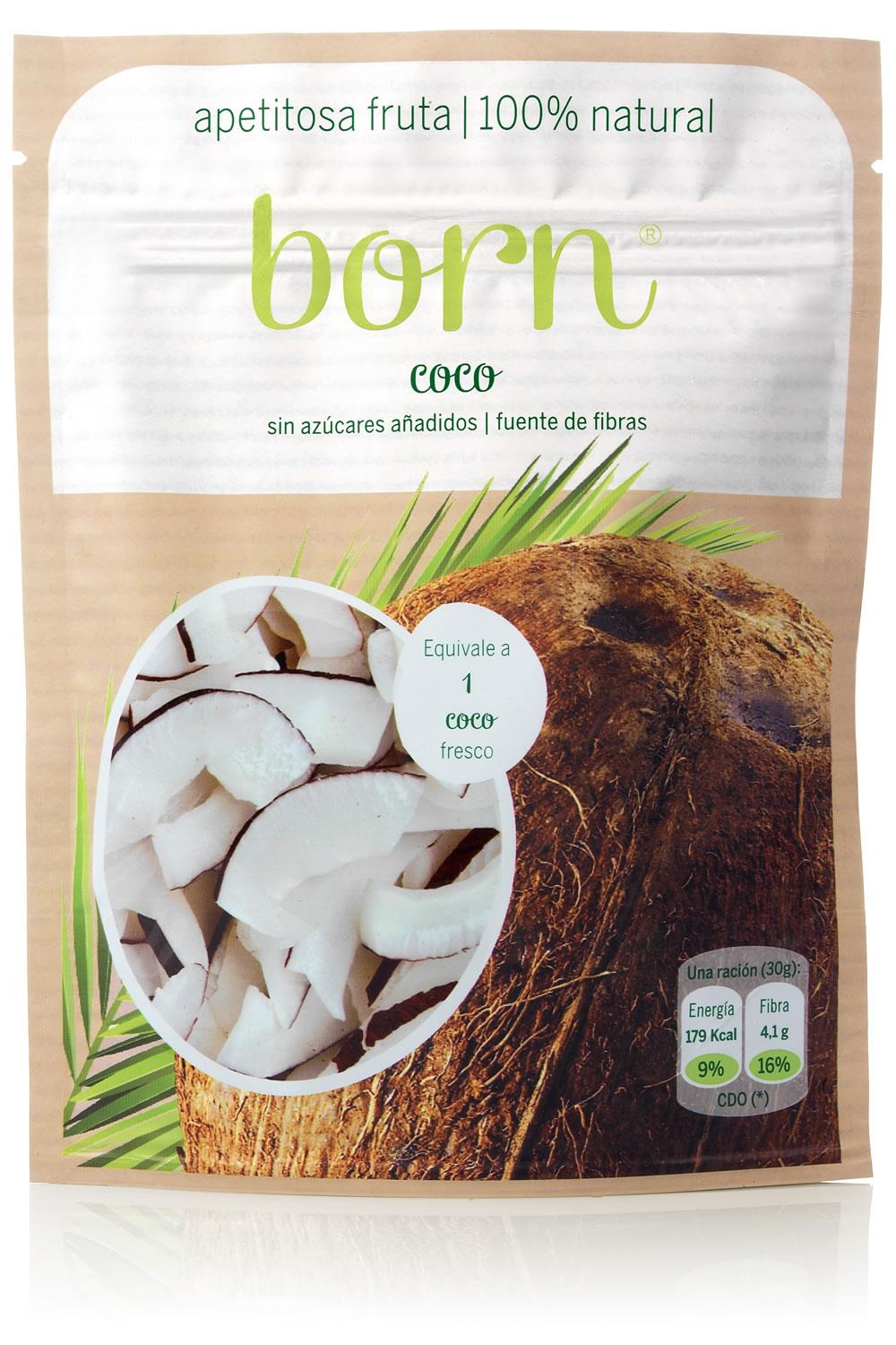 Snacks de coco semideshidratada born