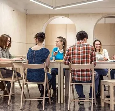 students having a conversation